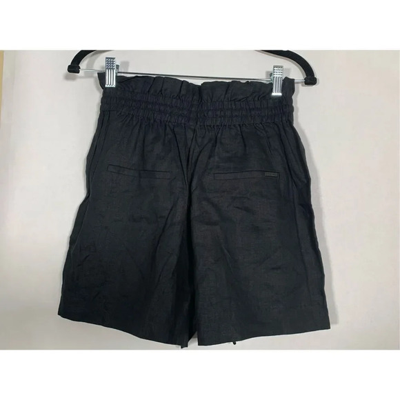 NWT Women’s All Saints Lily Linen Paperbag Shorts in Black Size 2 - Picture 3 of 9